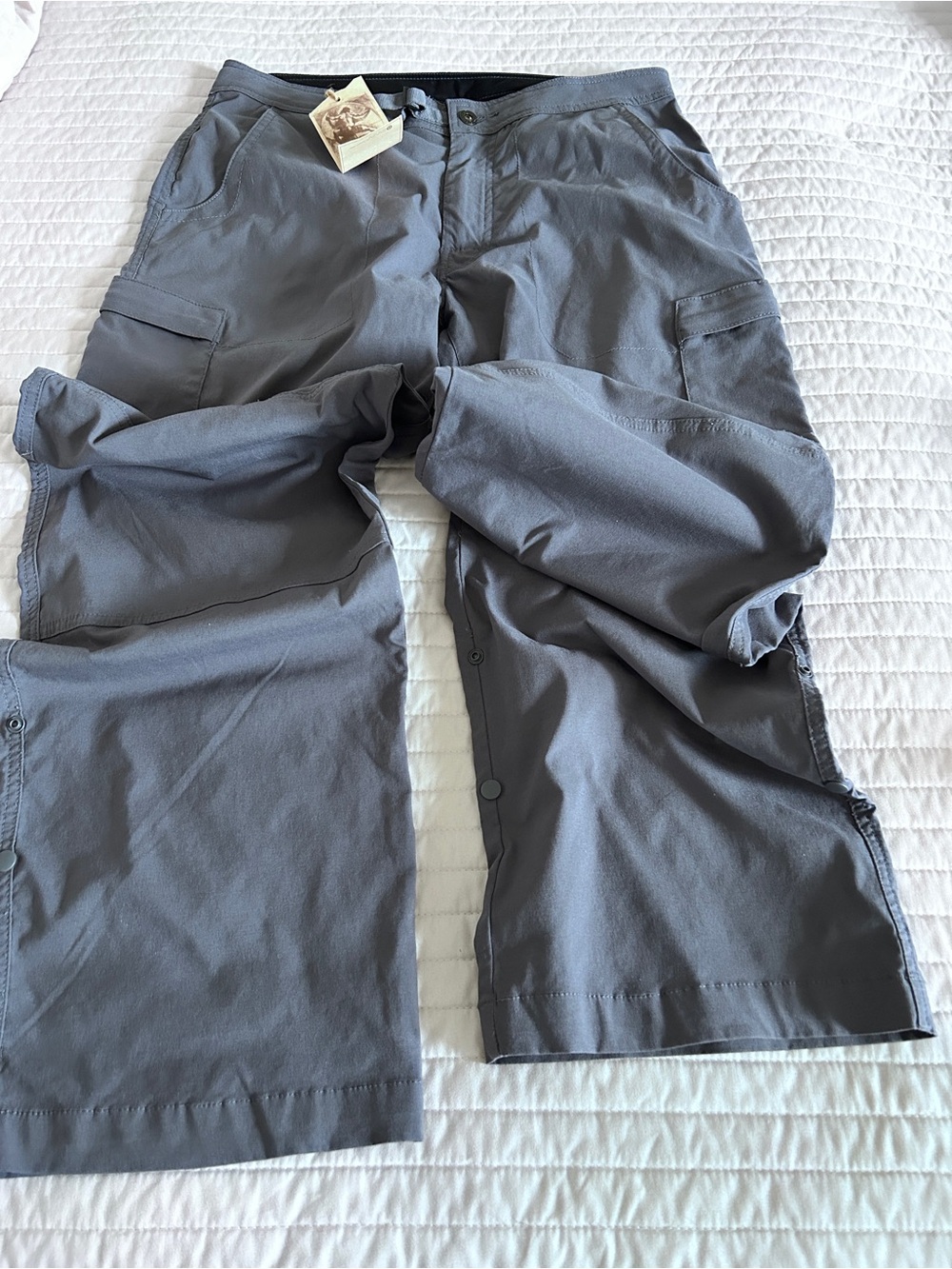PrAna Men’s High Performance Cargo Hiking Pants Grey Size Medium Gorpcore Camp